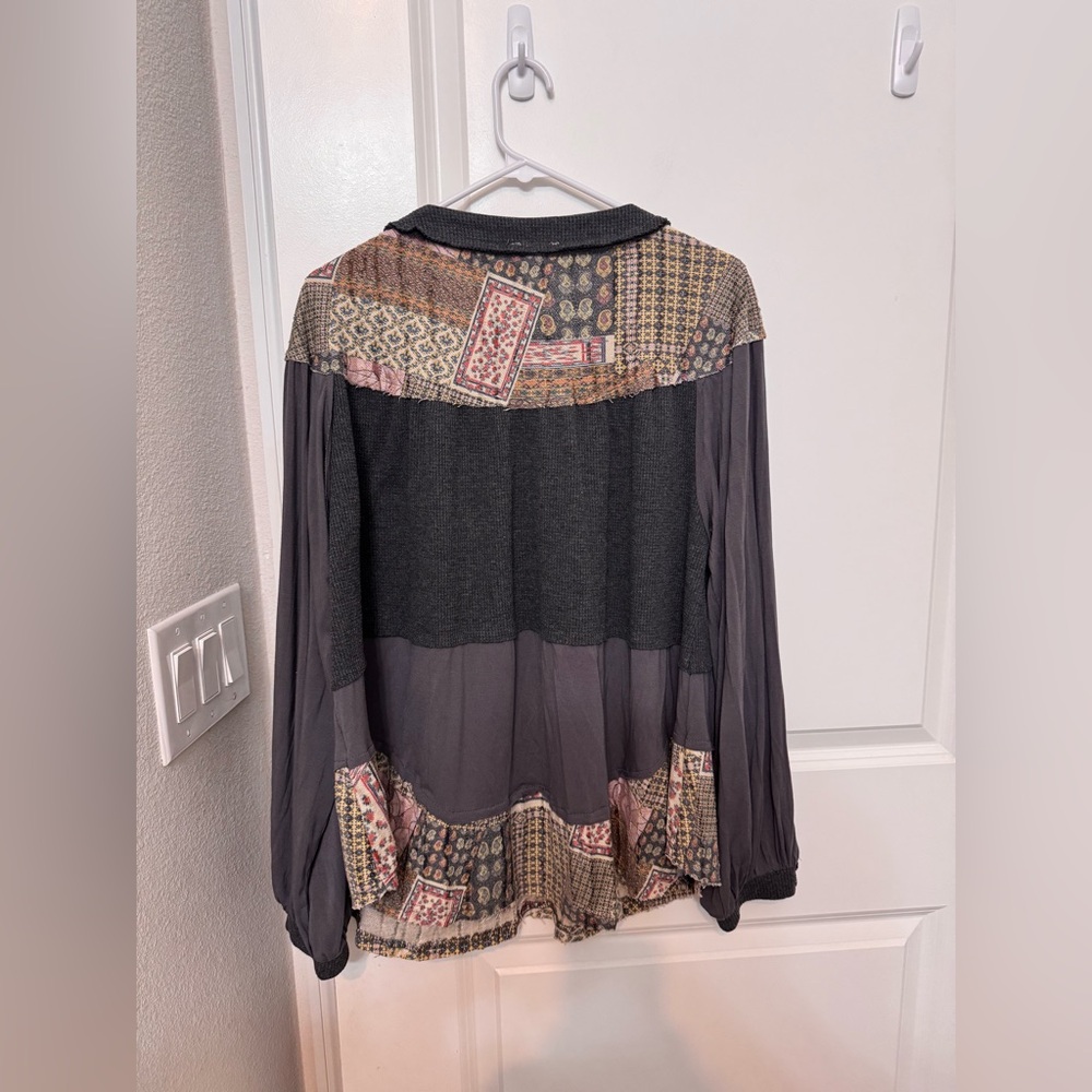 Pol Women's Patchwork Charcoal Blouse - image 5
